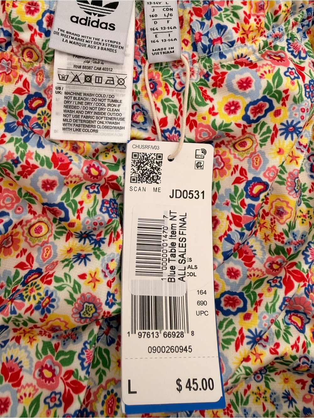 Girls adidas Multi-Color Floral Mini Skirt L - 13-14 year old - Picture 6 of 11